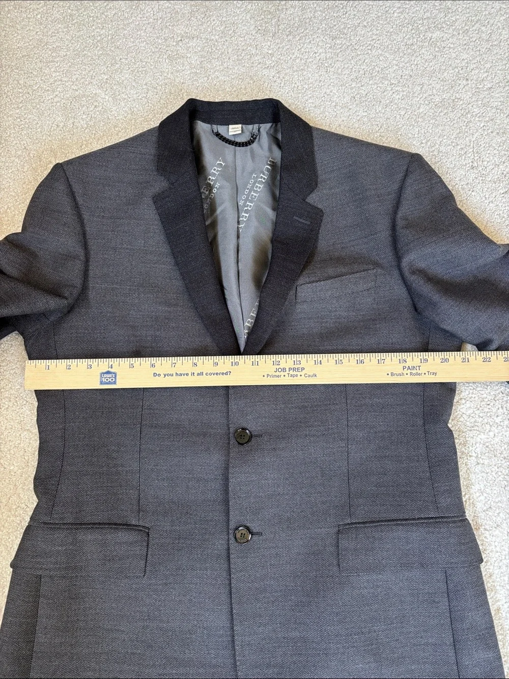 Burberry London Milbury Virgin Wool Gray Luxury Blazer Suit Coat 2 Button Men 52